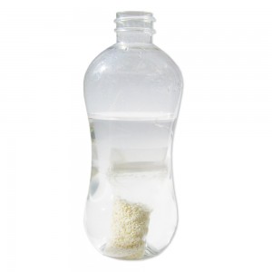 Water Purifying Prill Beads in Drink Bottle