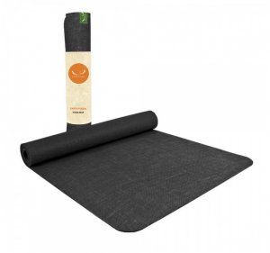 black rubber and jute yoga mat